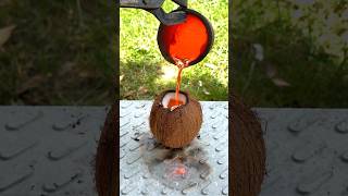 1000°C Molten Copper Vs Coconut 🥥😱 satisfying experiment science asmrsounds moltencopper [upl. by Atikkin]