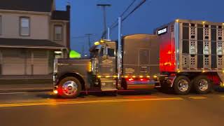 Peterbilt 379 Bull Rack Straight Piped Jake Brake [upl. by Ahsad]