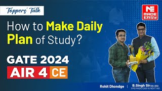 GATE 2024 Topper  Civil Engineering  AIR 4  Rohit Dhondge  Toppers Talk  Exclusive Interview [upl. by Yssak]