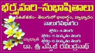 Bhartruhari Subhashitalu04 Dr Shri SVG Ravindranath  Telugu Explanation Neeti Shataka shlokas [upl. by Enined]