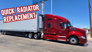 Kenworth T680 quick radiator replacement Trucking life [upl. by Thornton]