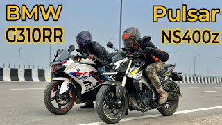 Pulsar NS 400z vs BMW G310RR  Drag Race  TopEnd Test  shocking result  BMW Power kra li bejjati [upl. by Scrivenor]