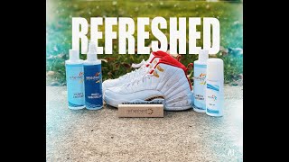 How to clean Jordan 12s with REFRESHED Shoe Cleaner REVIEW FASTEST WAY [upl. by Shiller]