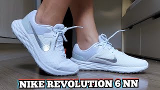 Review Tênis Nike Revolution 6 NN Feminino Branco  comprado Na Netshoes Demonstração No Pé [upl. by Esirrehc]