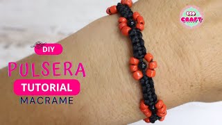 🧵🪢Preciosa PULSERA DE MACRAME con NUDO PLANO y FLORES [upl. by Tebzil]