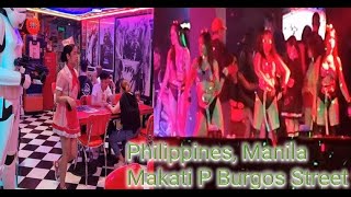 Philippines Manila Red Light District P Burgos street Filling Station Neon Lights Makati 2023 [upl. by Esirahc240]