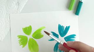 Brushletteren met STABILO Pen 68 brush  Aquarelbloemen [upl. by Woodsum]