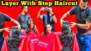 How To Layer with step cut for medium hair hair haircut hairstyle [upl. by Aeslek]