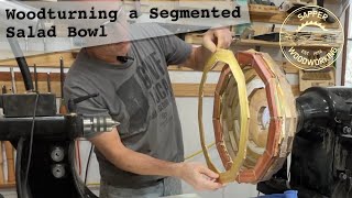 Woodturning a Segmented Salad Bowl with Walnut Canarywood and Padauk  Michael says Wow [upl. by Otreblide]