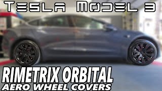 Tesla Model 3  Rimetrix Orbital Aero Wheel Covers [upl. by Aiynat]