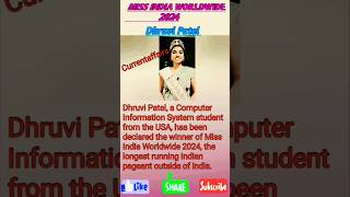 Miss India Worldwide 2024 Winner Dhruvi Patel  shorts ytshorts ssccgl2024 [upl. by Nattie465]