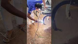 Technique of moving the Kyaari by using a tiller in the field welding work [upl. by Raffin297]