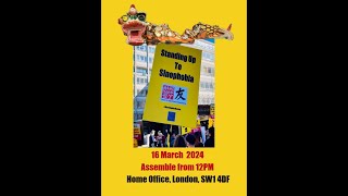 STAND UP TO SINOPHOBIA SACU spoke on stage at the National AntiRacism March in LondonUK 1632024 [upl. by Lleret]