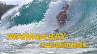 Surfing Shorebreak at Waimea Bay [upl. by Eniak]