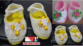 ZAPATOS P TEJIDOS A CROCHET PARA BEBE DE 6 MESE A 1 AÑO PASO A PASO [upl. by Eliezer948]