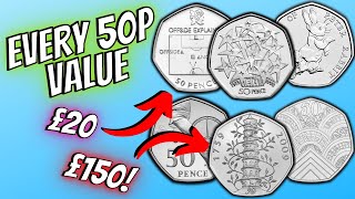 What is EVERY 50p Coin REALLY Worth UK Circulation [upl. by Ahsirpac]