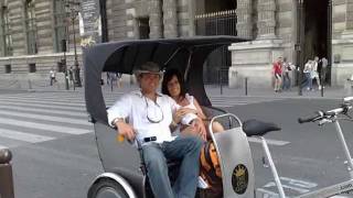 location évenementiel vélotaxi rickshaw tricycle poussepousse pedicab paris [upl. by Enialed536]