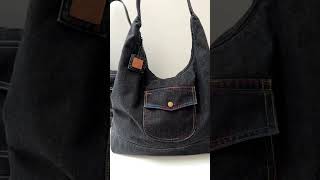 Juoda hobo džinsinė rankinė liela džinsa soma suur teksakott denim hobo bag praktiška dovana [upl. by Ylen889]