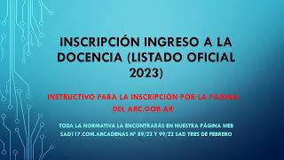 INGRESO LISTADO OFICIAL 2023 [upl. by Anoli410]