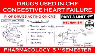 Drugs Used in Congestive Heart Failure  CHF  Part3 Unit1  pharmacology 5th sem [upl. by Hutner]