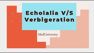 Echolalia VS Verbigeration [upl. by Dadirac]