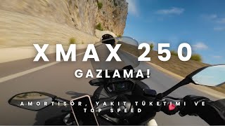 XMAX 250 GAZLAMA  RODAJ BİTTİ YAKIT TÜKETİMİ VE TOP SPEED [upl. by Camroc338]