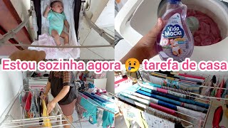 MÃE FOI EMBORA 😭SOZINHA COM TAREFAS DE CASA E COM 3 CRIANÇAS PRIMEIRO BANHO QUE DEI NA BEBÊ😍 VLOG [upl. by Kloster]