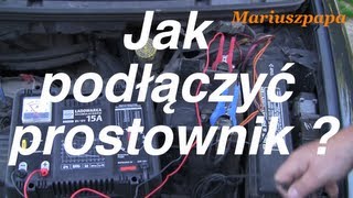 Jak podłączyć prostownik do akumulatora i go naładować Porady motoryzacyjne [upl. by Drannel321]