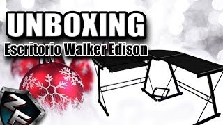 Unboxing Escritorio de Esquina Walker Edison Vidrio Negro [upl. by Yemac647]