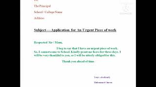 Application for an Urgent Piece Of work in English  urgent piece of work application  Leave Appl [upl. by Fawcette]