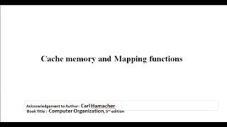 Cache memory  Cache mapping functions PartI  Computer Organization vshtechstudies [upl. by Gnik]