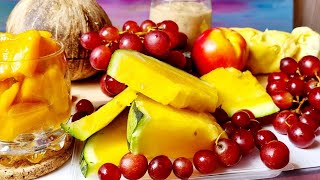 ASMR FRUIT PLATTER SOFTSOUNDSNO TALKING ASMR FRUIT DURIAN JUICY GRAPES JACK FRUIT MELON COCONUT [upl. by Burkley]