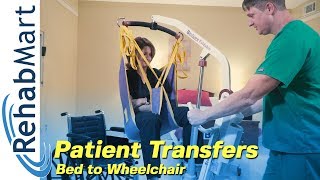 How to use a Hoyer Patient Lift to transfer a patient from the Bed to their Wheelchair [upl. by Hairam]