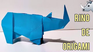 RINOCERONTE DE PAPEL paso a paso facil🦏origami rhino Paper craft easy no glue [upl. by Naehs]