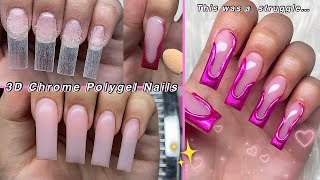 3D CHROME POLYGEL NAILS✨ 3D CHROME NAIL ART amp ABSTRACT NAIL DESIGN  Nail Tutorial [upl. by Ettegirb274]