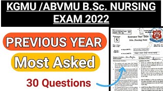 KGMU BSc Nursing Entrance Exam Previous Year Question Papers Abvmu previous year papers 2022 [upl. by Yelena270]