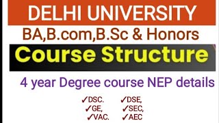 Delhi university UG course structure NEP graduation course details BABcomBA honors honors [upl. by Norvan901]