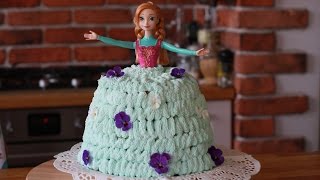 FROZEN Tort z krainy lodu Tort Anna jak zrobić tort  Princess doll cake [upl. by Pontias]