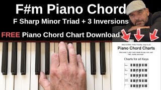 Fm Piano Chord  F Sharp Minor  Inversions Tutorial  FREE Chord Chart [upl. by Nogaem904]