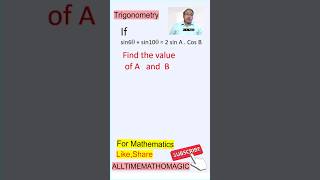 sin6P  sin10P  2 sin A  Cos B find A and B  trigonometry Solved example [upl. by Amato]