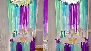 3 Dollar Fringe Backdrop tablecloth backdrop lDIY Streamer Backdropcheap [upl. by Corvin961]