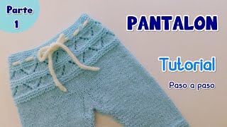 Ajuar Bebe pantalón a dos agujas palitos tricot Tejido paso a paso Parte 1 [upl. by Ariik]