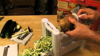 Universal TriBlade Mandoline Spiral Slicer Review  Zucchini Pasta [upl. by Lapotin]