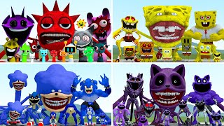 WHICH FAMILY IS STRONGER from NEW SPRUNKI vs SONIC vs CATNAP vs SPONGEBOB FAMILY in Garrys Mod [upl. by Ahseinaj]