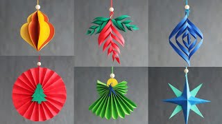 6 Easy Paper Ornaments for Christmas Decor  DIY Christmas Decoration Ideas [upl. by Akir199]