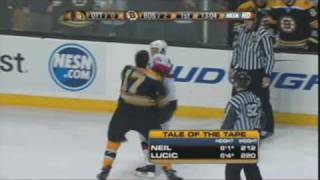 Chris Neil vs Milan Lucic Mar 12 2009 [upl. by Ymarej]