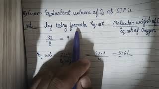 Gram equivalent volume of O2 at stp is aakash neet physicswallah allen explore mole chemistry [upl. by Pendleton]