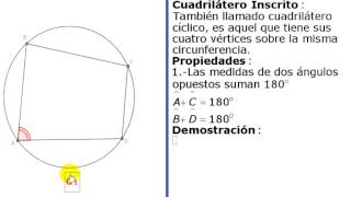 Cuadrilátero inscrito en la circunferencia propiedad 1 teoría [upl. by Ninon]