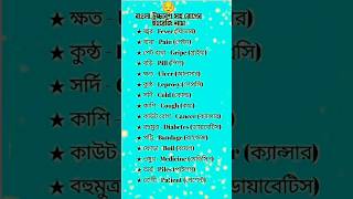 বাংলা উচ্চারণ সহ রোগের ইংরেজি নাম 🪴english vocabulary [upl. by Maible862]