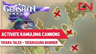 Activate Kamuijima Cannons Destroy Rifts Genshin Impact  Tatara Tales Unlocking Tatarasuna Barrier [upl. by Atsugua]